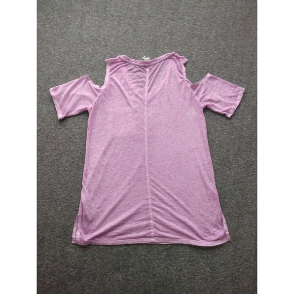 Seven 7 Top Womens Sz Small Open Exposed Shoulder Blouse Scoop Neck Shirt Purple - Picture 10 of 12